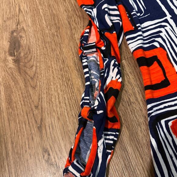 NWT Derek Heart One-Shoulder Geometric Dress in Orange and Navy Size S - Picture 4 of 6